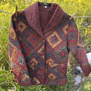 NWOT Donna Sharp Pieced Patchwork Quilted Blazer Jacket Sz “Small” Autumn Colors